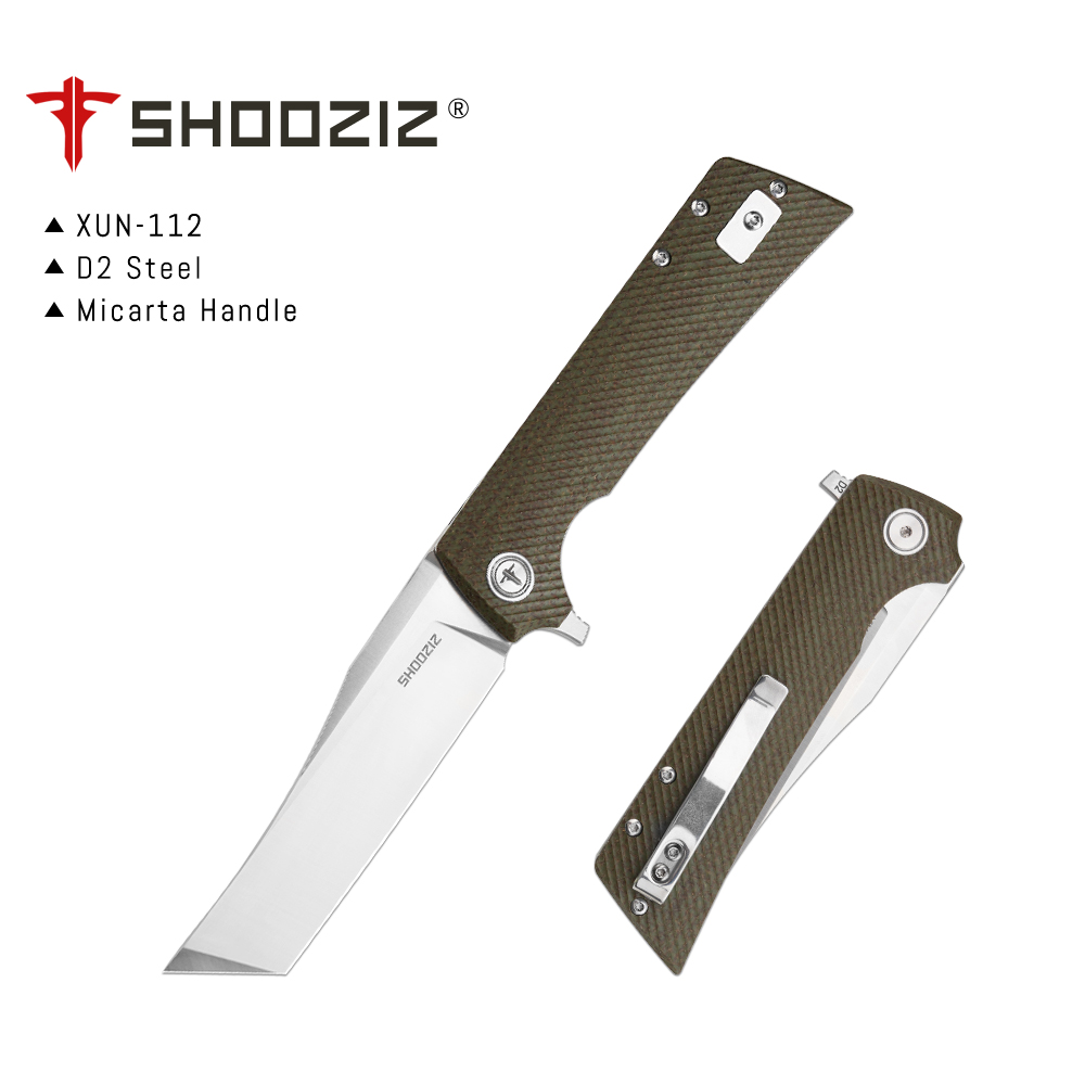 Edc Carry Clip - Shooziz XUN112 EDC 折りたたみナイフ クリップ付き、3.55インチ D2