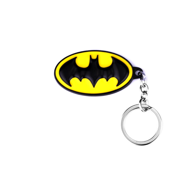 Carabiner Keychain - クリエイティブな黒と黄色の楕円形の金属製キーホルダー、バットデザイン、トレンディでクールな車のキーチェーン、ファッションバックパックアクセサリー、男性用キーリング