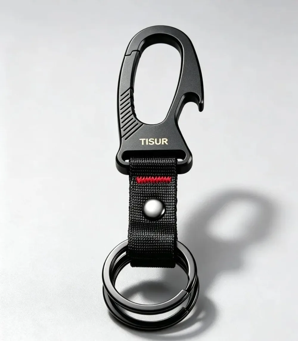 Edc Carry Clip - チタン製カラビナキーホルダークリップマルチツール、携帯用ボトルオープナーEDCキーチェーン、日常持ち運び用アウトドアポケットツール