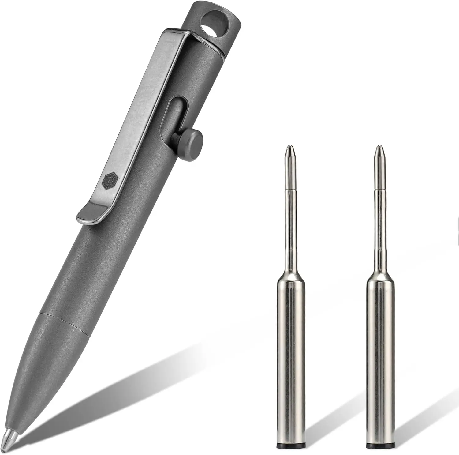 Edc Carry Clip - KeyUnity KP05SW ボルトアクションEDCペン クリップ付き、チタン製ポケットボールペン 日常持ち運び用（ストーンウォッシュ仕上げ）