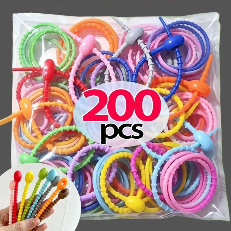 Cable Winder Keychain - 10/200 個シリコンケーブルタイマルチカラーケーブルワイヤーオーガナイザーワインダーフードセーバーバッグクリップイヤホンラインキーホルダーロックバックル付き