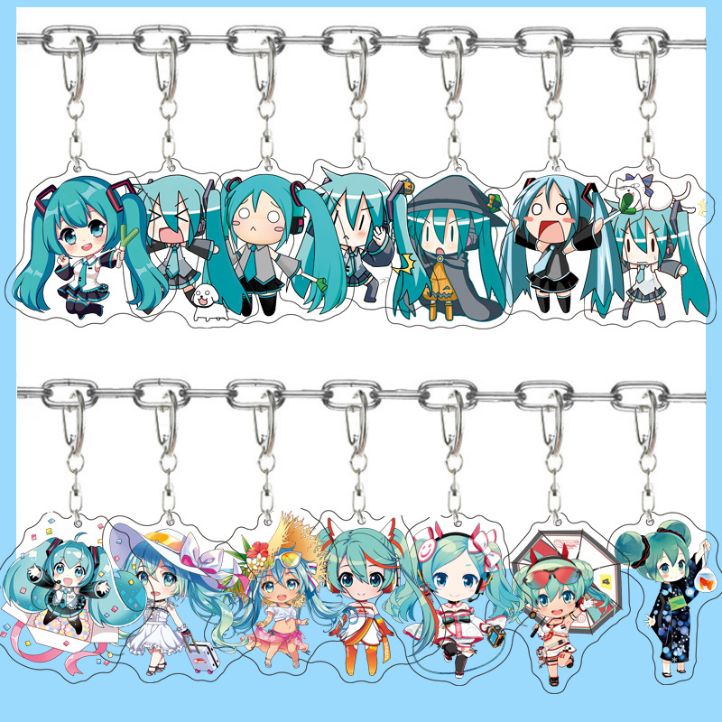 Carabiner Keychain - 初音ミクアニメアクリルかわいいフィギュアバッグチャームキーリングキーホルダーペンダント車友人カップルジュエリーギフトファッション漫画
