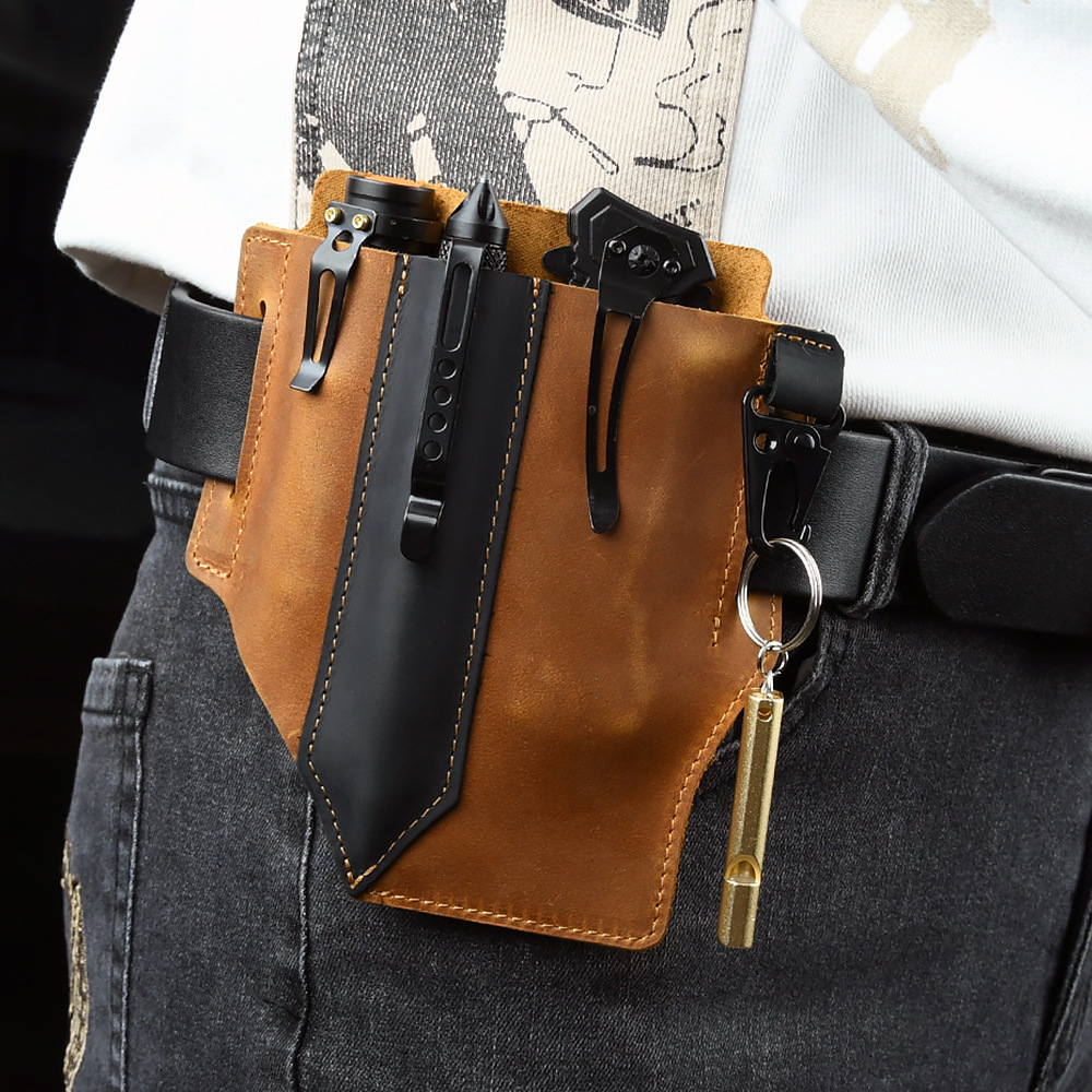 メンズトラベルタクティカルウエストバッグ、男性用本革製アウト - Edc Carry Pocket Pouch のレビューと価格