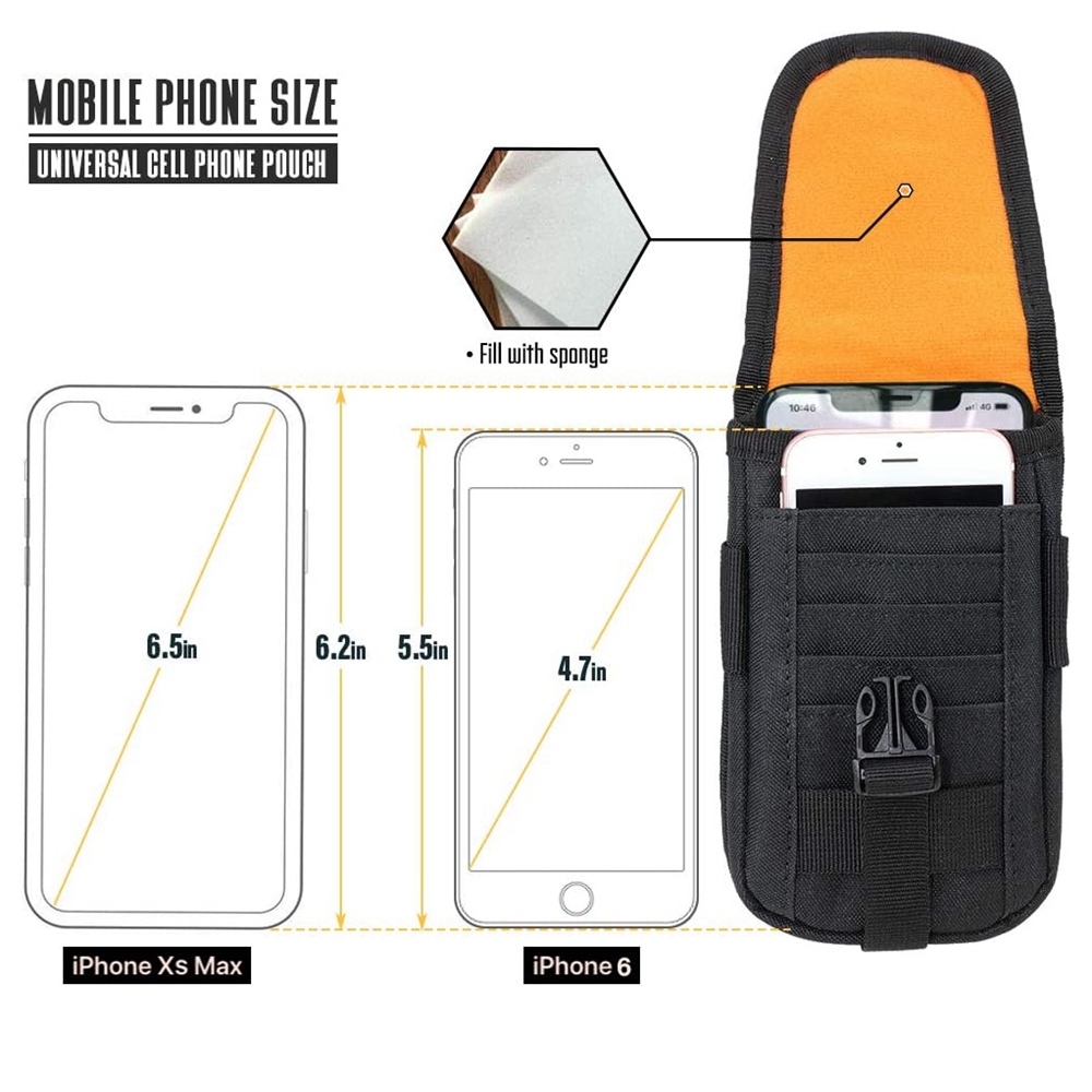 タクティカルフォンポーチMOLLE、スマートフォンホルスター - Edc Carry Holster のレビューと価格