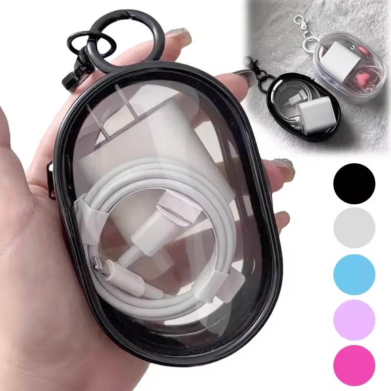 多機能クリアデータケーブルオーガナイザー収納ボックス、屋外旅 - Cable Winder Keychain のレビューと価格