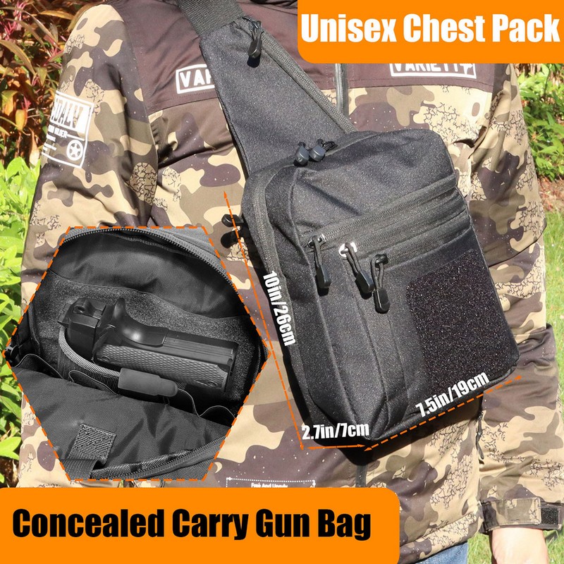 新しい戦術的なチェストバッグピストルホルスター隠し銃キャリー - Edc Concealed Carry Backpack のレビューと価格