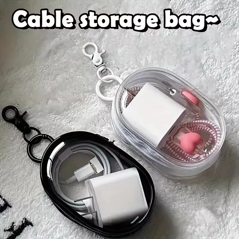 ポータブルミニクリアジッパー収納バッグ - イヤホンや充電器 - Cable Winder Keychain のレビューと価格