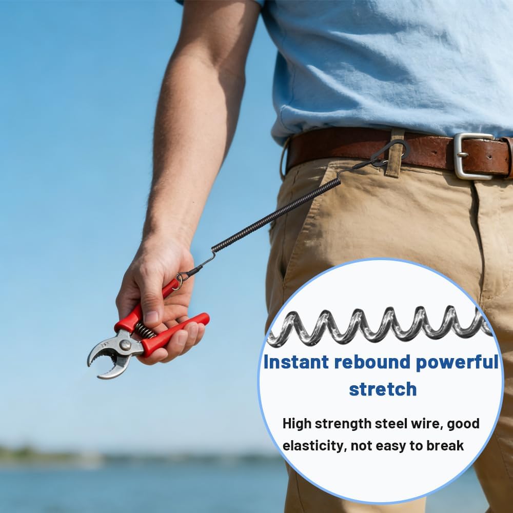 紛失防止フレキシブル電話ロープ、スプリング式格納式安全ライン - Carabiner Keychain のレビューと価格