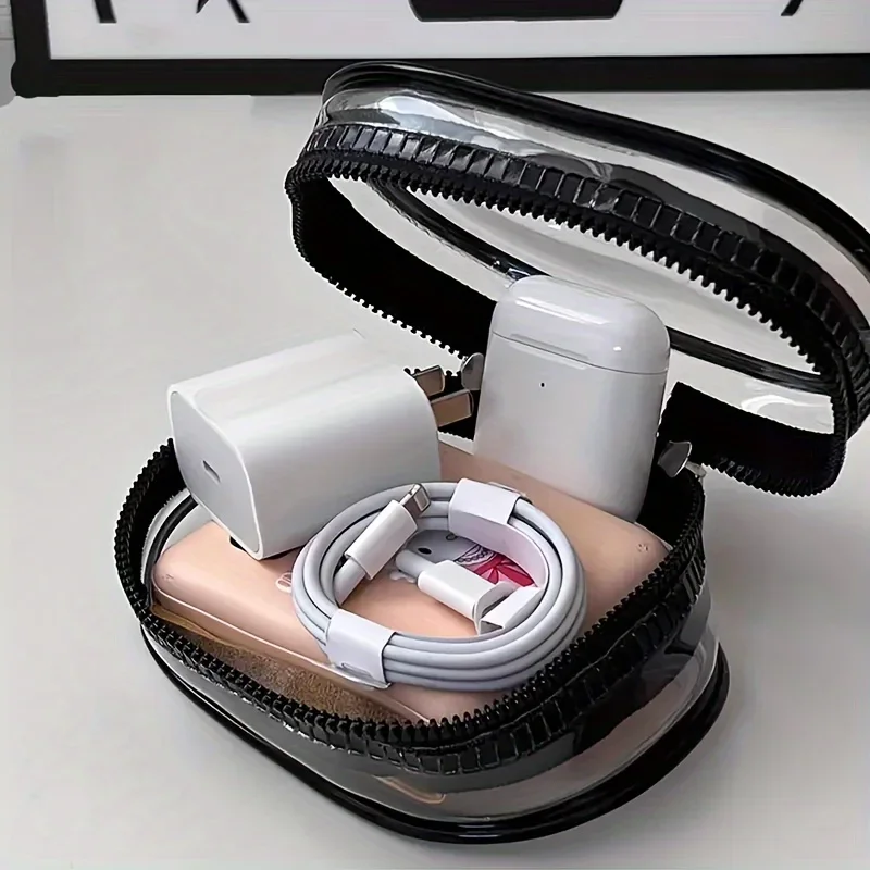 ポータブルミニクリアジッパー収納バッグ - イヤホンや充電器 - Cable Winder Keychain のレビューと価格