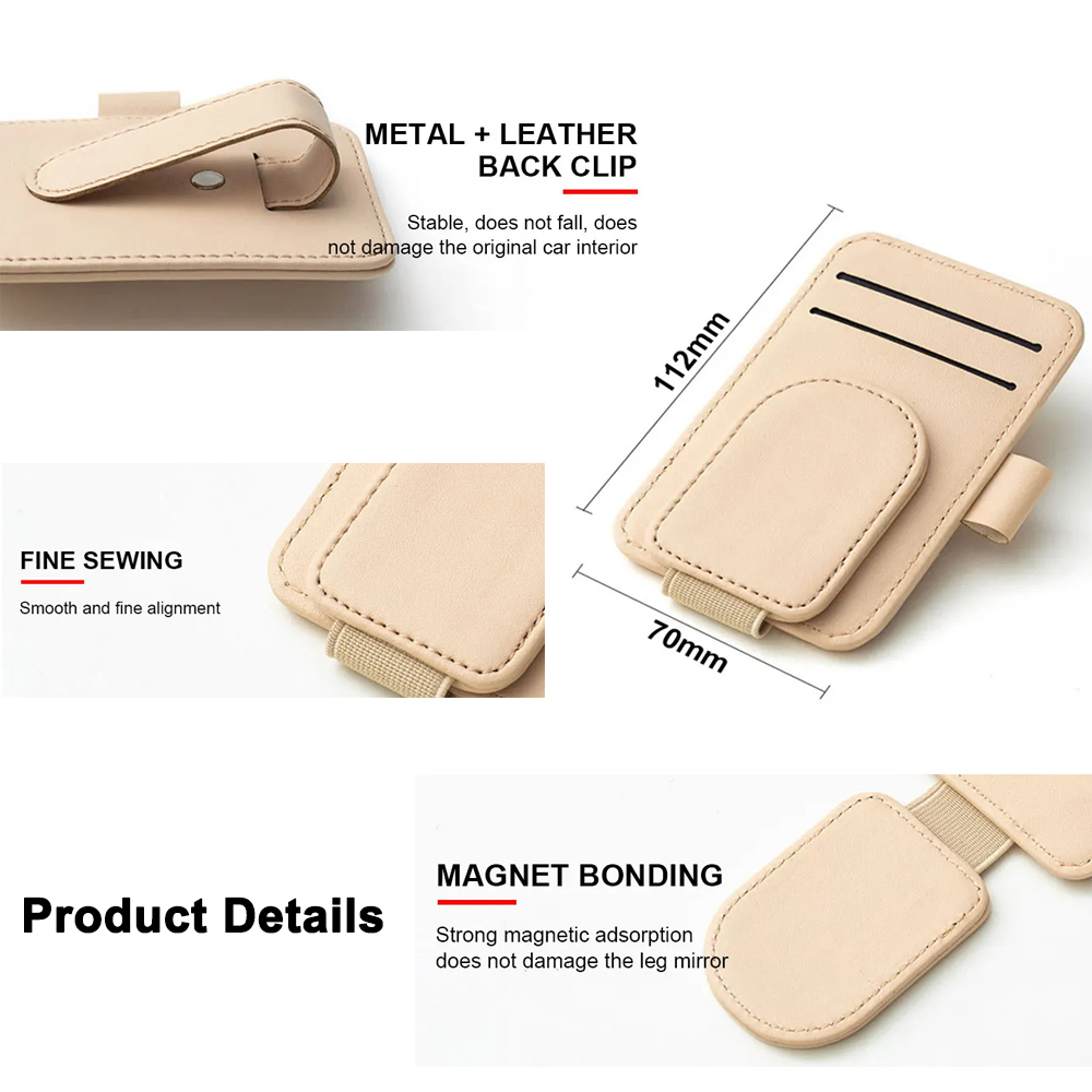 多機能PUレザー車用サンバイザーメガネホルダー、クリエイティ - Edc Carry Pen のレビューと価格