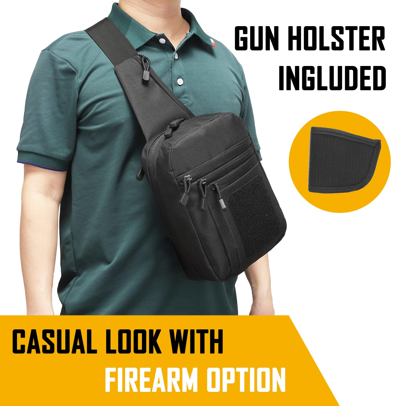 メンズ用隠し携帯用クロスボディバッグ、CCWスリングバッグE - Edc Carry Holster のレビューと価格