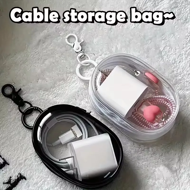 ポータブルミニクリアジッパー収納バッグ - イヤホンや充電器 - Cable Winder Keychain のレビューと価格