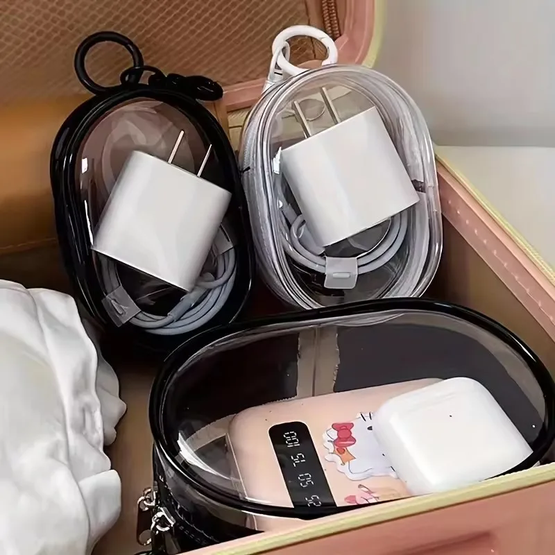 ポータブルミニクリアジッパー収納バッグ - イヤホンや充電器 - Cable Winder Keychain のレビューと価格