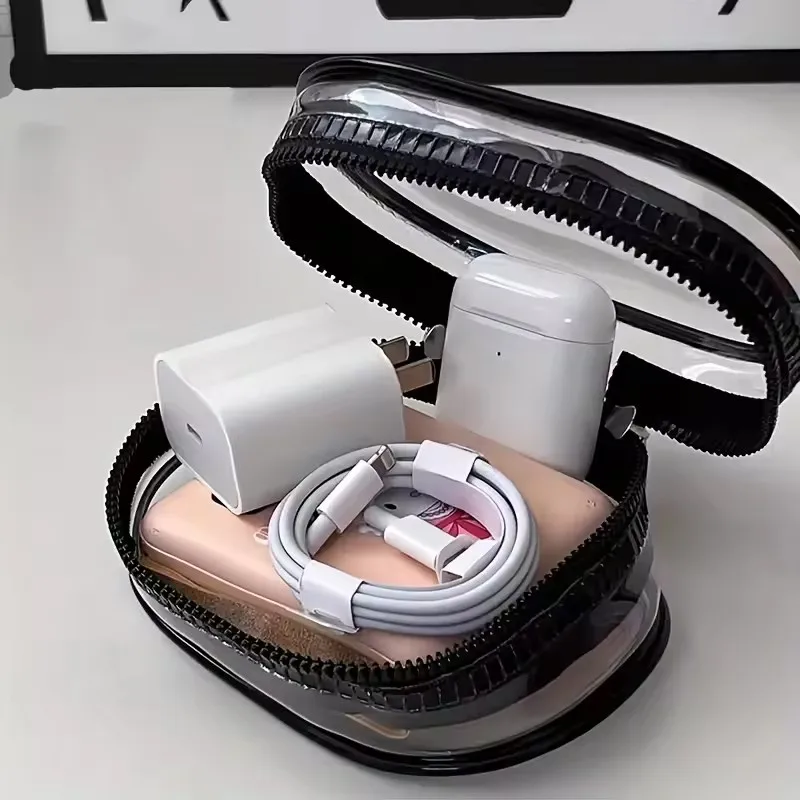 ポータブルミニクリアジッパー収納バッグ - イヤホンや充電器 - Cable Winder Keychain のレビューと価格